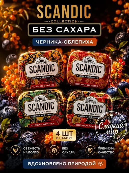 Конфеты без сахара Скандик Черника-Облепиха