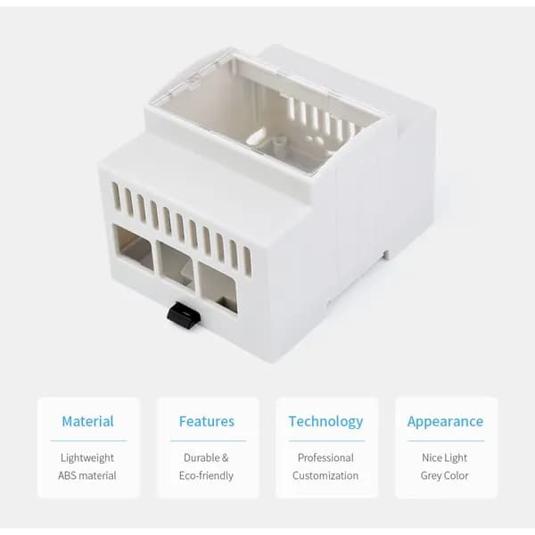 Пластиковый корпус на DIN-рейку для Raspberry Pi 5 с прозрачной крышкой