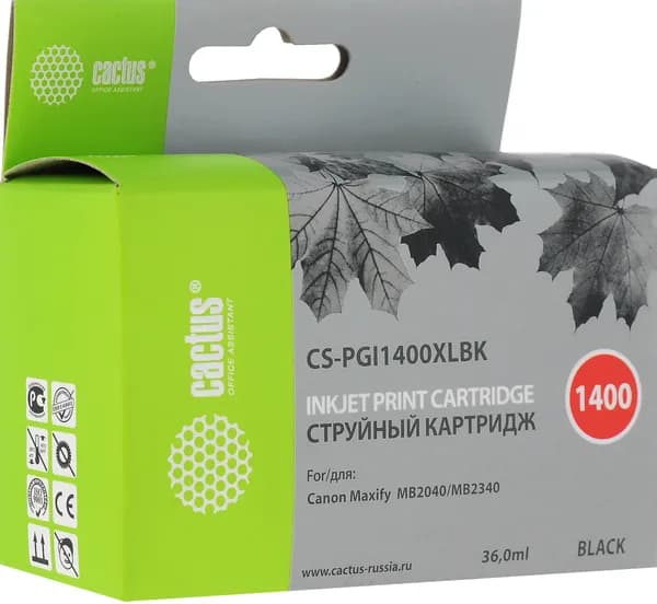 Картридж Cactus CS-PGI1400XLBK, черный, для струйного принтера