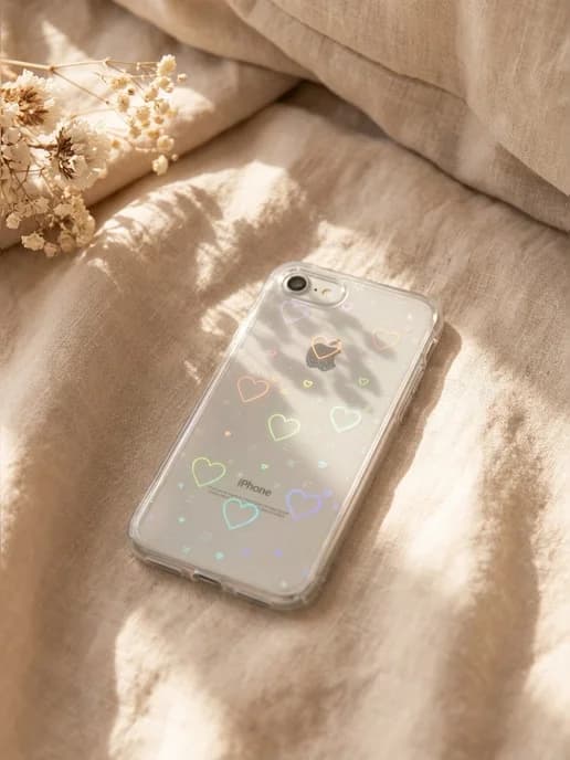 Чехол на iPhone 7 8 прозрачный с сердечками силиконовый