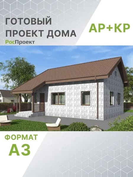 Проект RPg3683 - Одноэтажный дом с террасой и двумя спальнями (58 м2, 10м x10м)