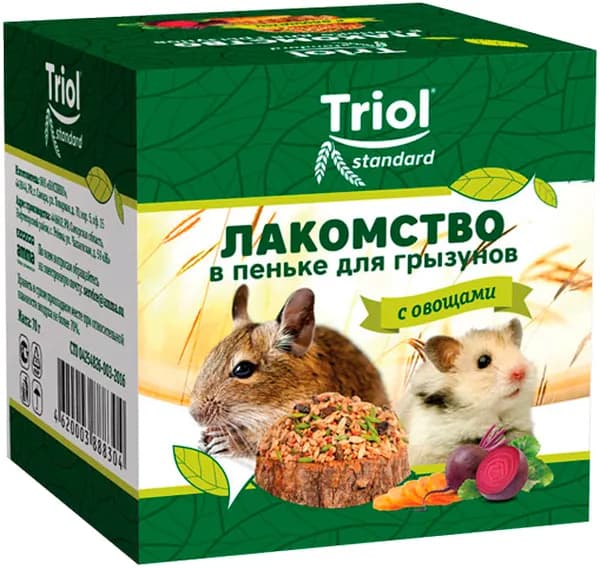 Лакомство TRIOL STANDARD лакомство в пеньке для мелких грызунов с овощами