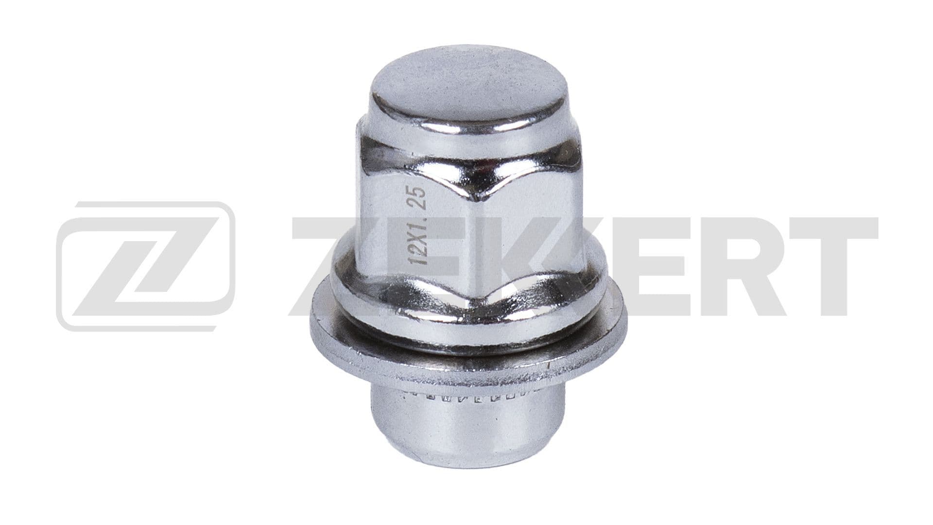 Гайка колесная с шайбой, M12 x 1,25, L 37, ключ 21, Хром