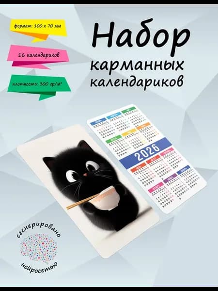 Набор карманных календариков на 2026 год Очаровательный пуши