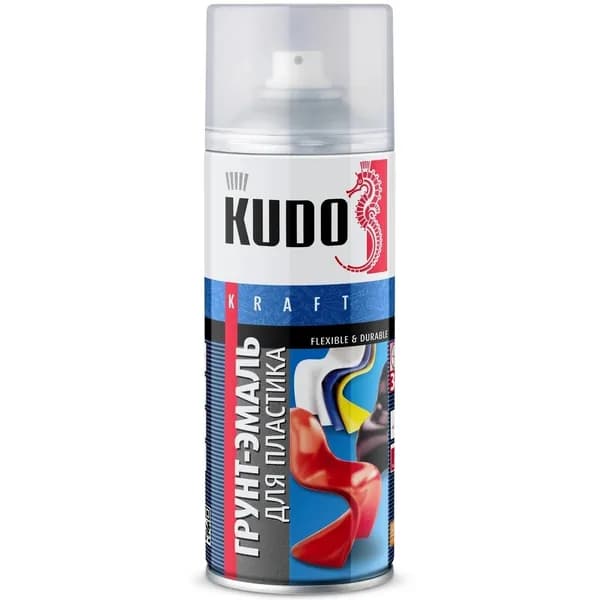 Краска-грунт для пластика KUDO, белый, аэрозоль, 520мл