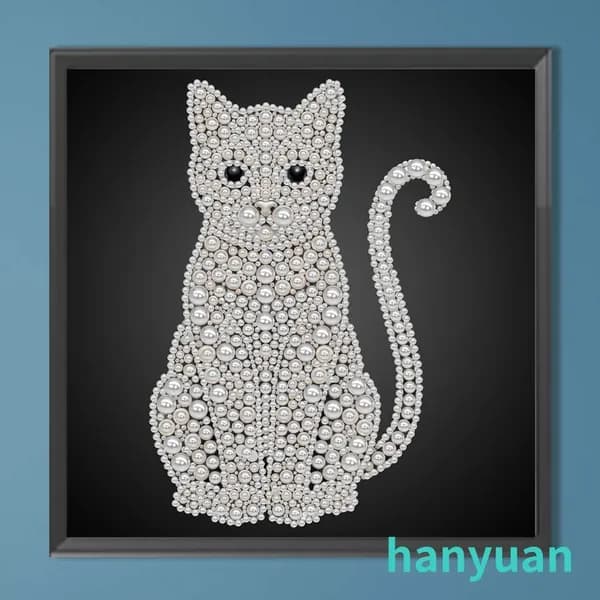 DIY-картина из жемчужных бусин с котёнком, 25 25 см, без рамки