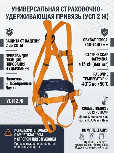 Страховочная привязь УСП 2Ж Прогресс Сефети