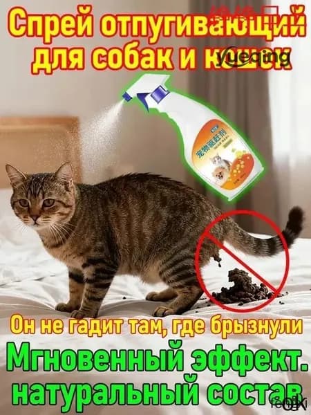 Спрей-антигадин для кошек и собак, чтобы не гадили дома, защита мебели и ковров, натуральный состав