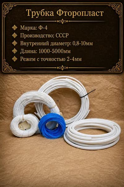 Фторопласт Трубка Труба Ф-4, Внутренний диаметр 2 мм, стенка 0,3мм х 3 метра