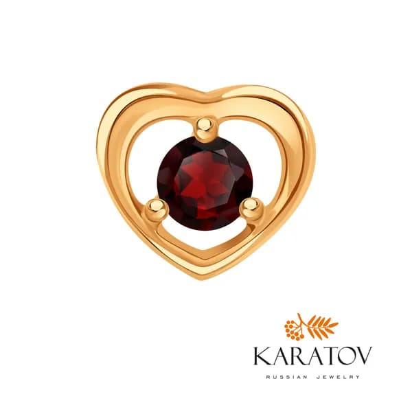 Подвеска на шею женская золото 375 пробы с гранатом, KARATOV