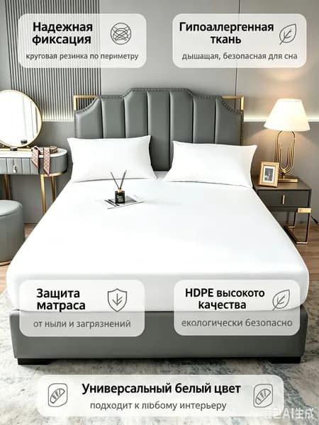 Наматрасник 160x200 непромокаемый с резинкой по периметру