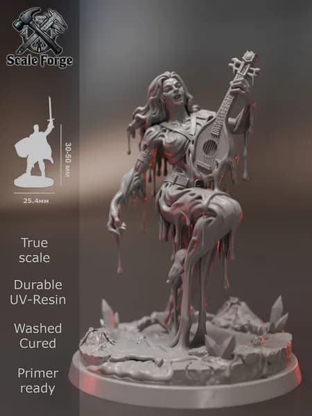 Плазмоид бард девушка. Миниатюра ДнД для настольных игр и покраски. Pathfinder. DnD.