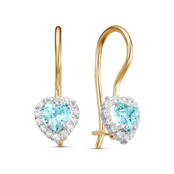 Серьги детские с фианитом из золота