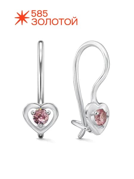 Серьги детские серебряные 925 Сердца с фианитами