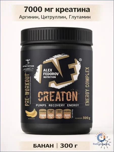 Креатин AF Nutrition, Creaton 7000, моногидрат, вкус банан, 300 г