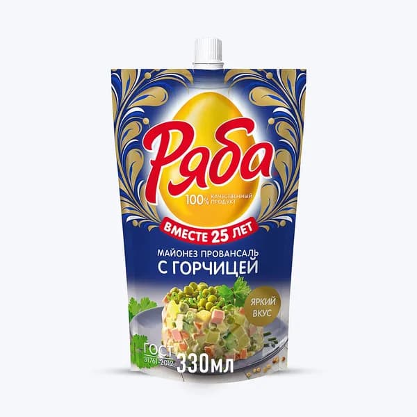 Майонез Провансаль Ряба с горчицей 50,5%, 330 г