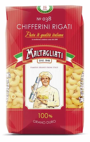 Макароны рожки Maltagliati Chifferini Rigati №038, 450г