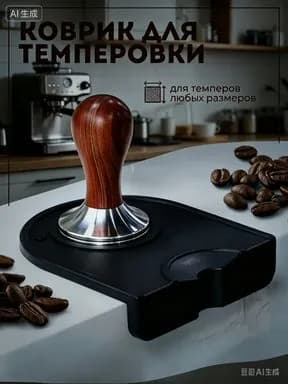 Коврик подставка для темпера угловой 14х12,5х0,6 см. силиконовый черный