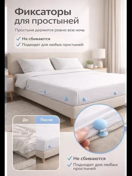 Держатели для простынь фиксаторы зажимы для одеял 4 штуки