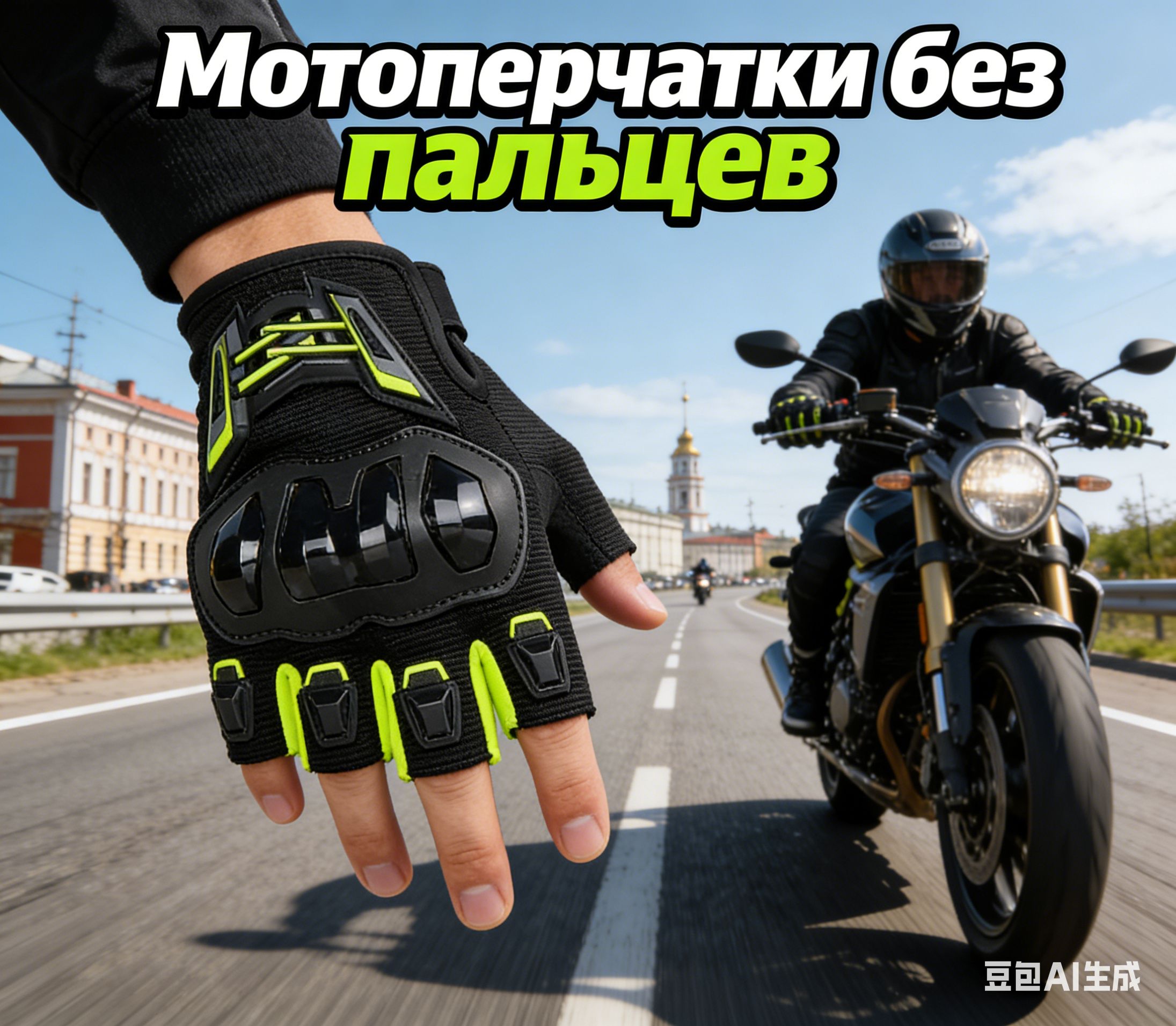 Мотоперчатки, размер: M, цвет: оливковый