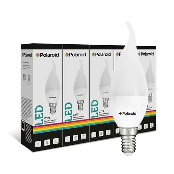 Светодиодная лампа Polaroid 220V C37 Свеча на ветру 6W 4000K E14 490lm (5 шт.)