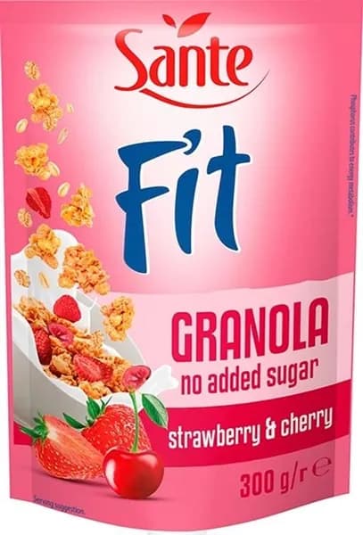 Мюсли SANTE FIT GRANOLA Клубника-вишня, без добавления сахара 300 г, Финляндия
