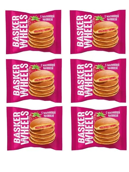 Basker Wheels Пирожное Раncake c малиновой начинкой, 36 гр, 6 уп
