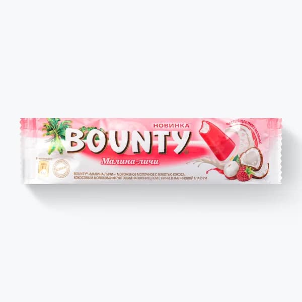 Мороженое BOUNTY эскимо Малина-личи 64 г, BOUNTY