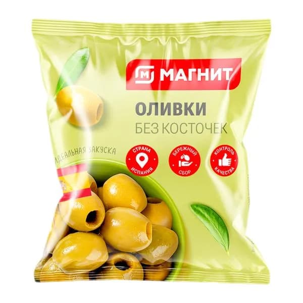 Оливки Магнит зеленые без косточки 170г