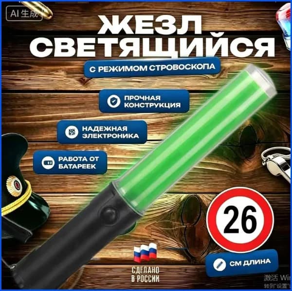 Сигнальная палка LED для регулирования движения 26 см, с 3 режимами свечения, водонепроницаемая-yezi