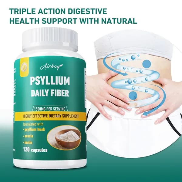 Биологически активная добавка Airboy Psyllium Daily Fiber Capsules -поддерживает здоровье пищеварительной системы