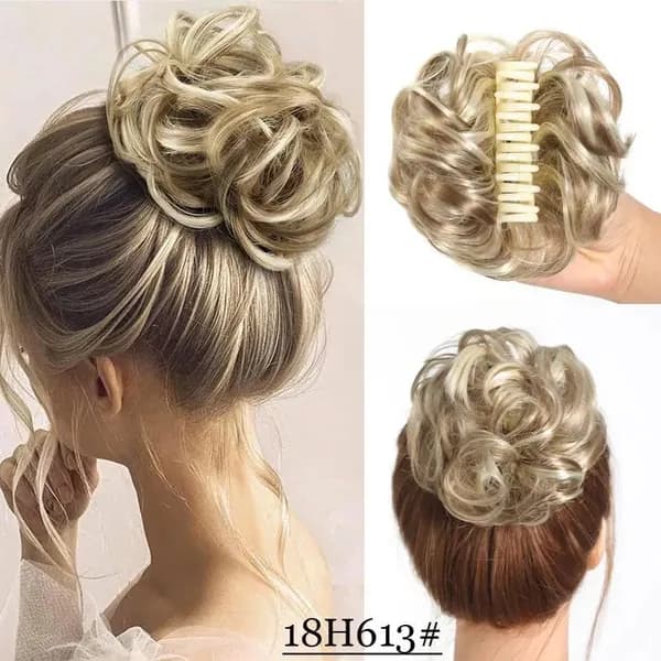 вьющиеся кусочки волос в стиле шиньон 15cm парик