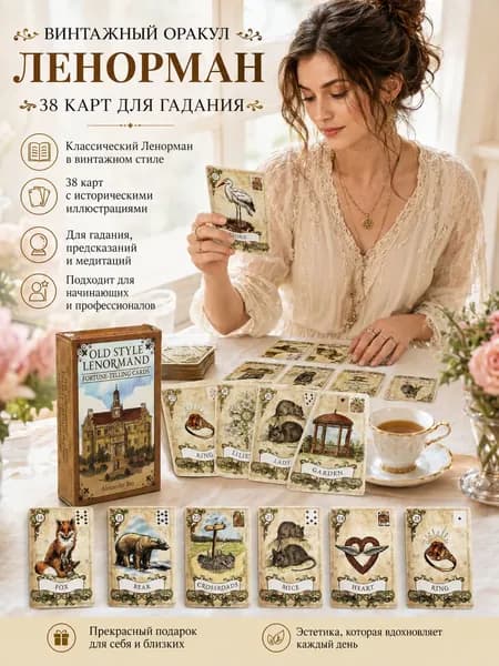 Профессиональные карты для гадания Ленорман старого дизайна 38 шт, для глубоких раскладов и анализа судьбы
