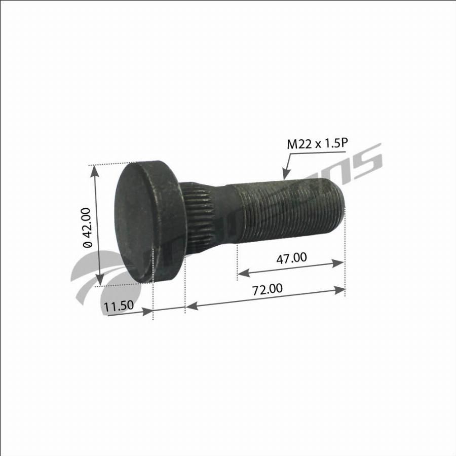 Болт колесный M22*1.5*83, 72 DAF F95 (Mansons)