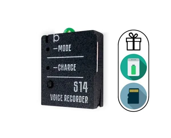 Диктофон Сорока 14-3 (J9078RU) + 2 ПОДАРКА (Power-bank 10000 mAh + SD карта 32ГБ) - сверхчувствительный микрофон