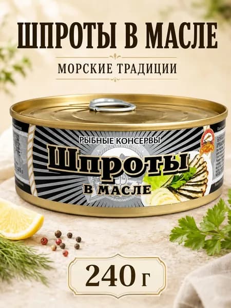 Шпроты в масле Морские традиции 240 грамм