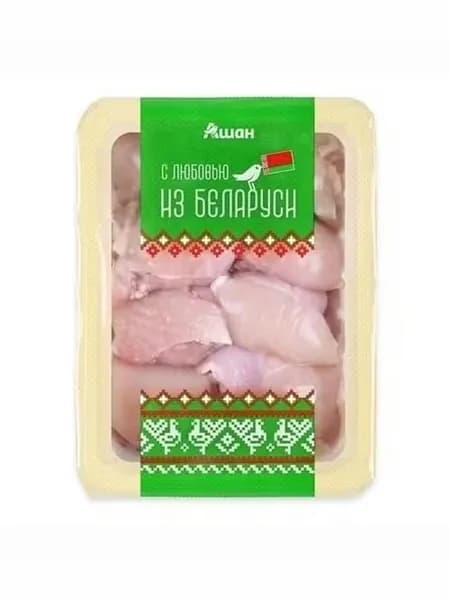 Мякоть бедра цыплёнка-бройлера без кости без кожи АШАН Красная птица охлаждённая 750 г