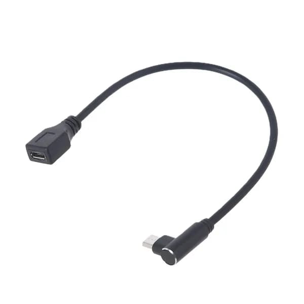 Удлинительный кабель Micro USB с разъемами "папа" и "мама" под углом 90 градусов для мобильных телефонов, планшетов и других устройств.