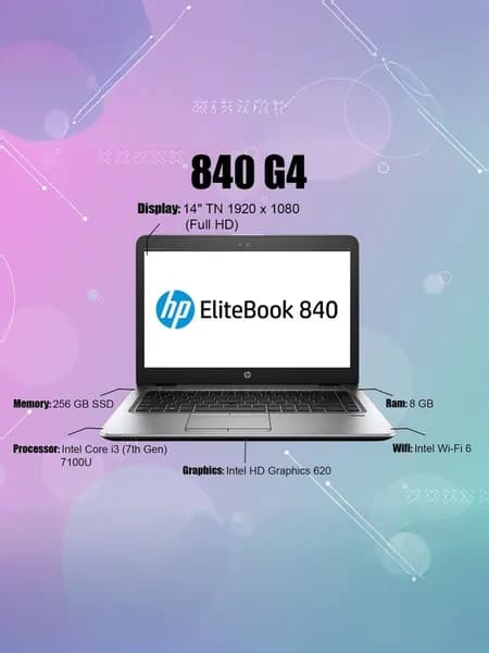HP HP EliteBook 840 G4, Как новый Ноутбук 14", Intel Core i5-7300U, RAM 8 ГБ, HDD, SSD 256 ГБ, Intel UHD Graphics 620, Windows Pro, серебристый, Русская раскладка