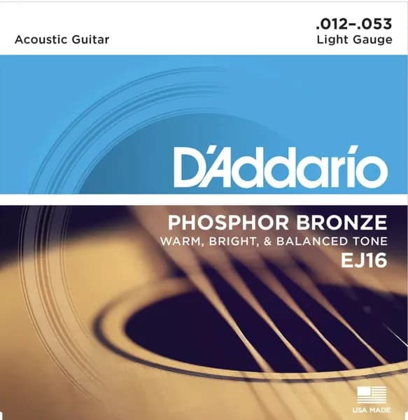 Комплект струн для акустической гитары Daddario Bronze EJ16, Daddario комплект 6 струн