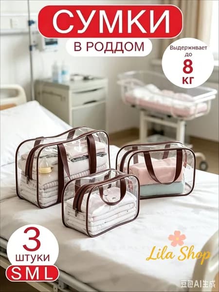Сумки в роддом для беременных для мамы комплект 3 шт матовые