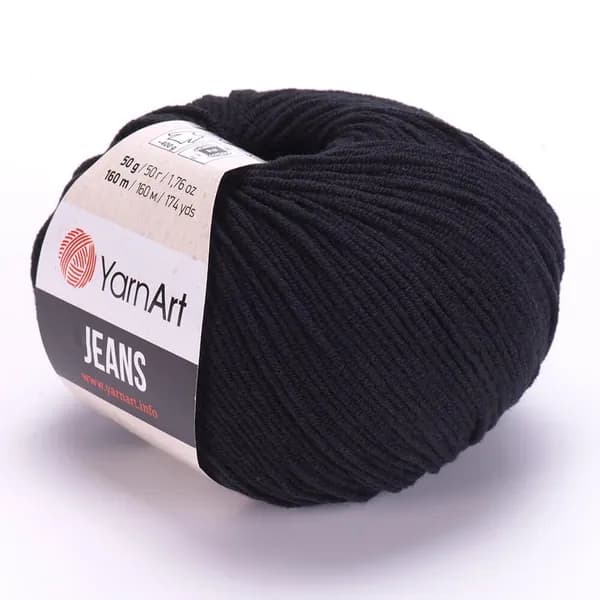 Пряжа Jeans (YarnArt) - 53 (черный) - 1 моток, 55% хлопок, 45% полиакрил, (50г, 160м) нитки для ручного вязания