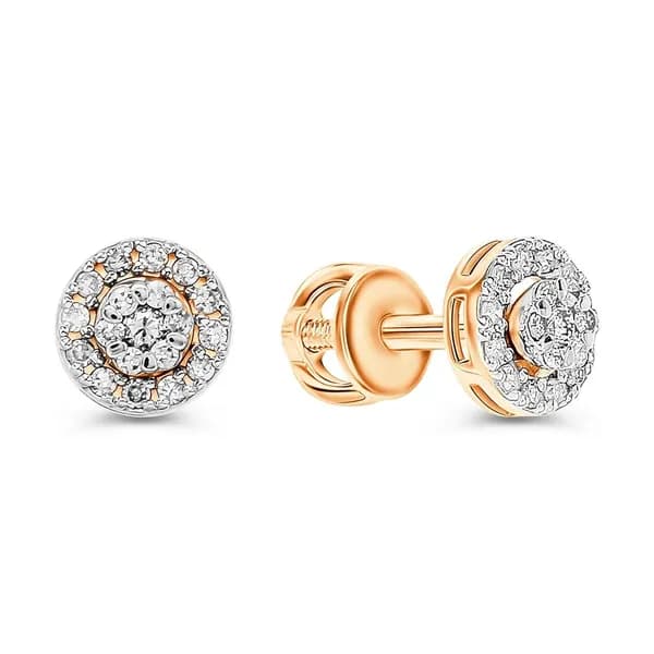 Серьги женские с бриллиантами из красного золота 585 пробы 585GOLD