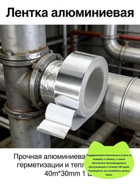 Влагостойкая клейкая металлическая лента серебристого цвета*1; подходит для ванных комнат, вентиляционного оборудования и труб