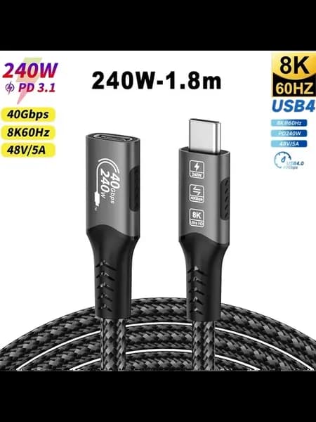 Удлинительный кабель USB C 8K, удлинитель типа C, совместимы