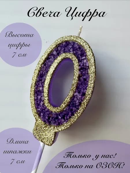 Свечи для торта цифра 0 "0", 1 шт