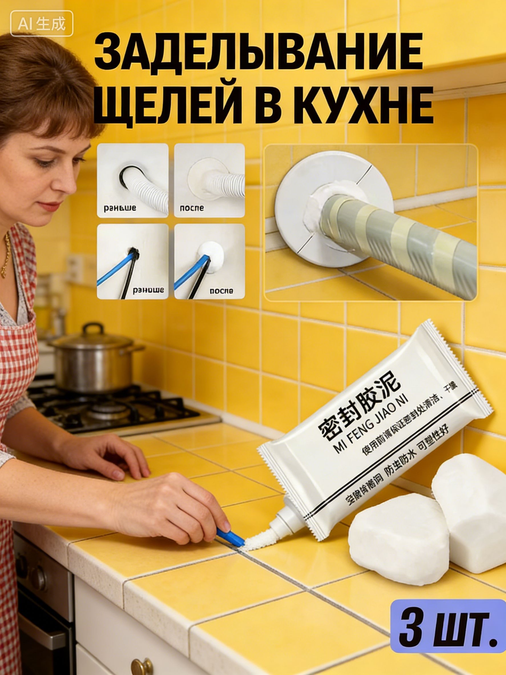 Клей автомобильный Гель, 90 мл, 3 шт.