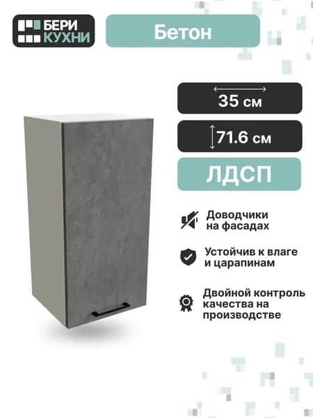 Кухонный модуль навесной с 1 дверцей 35 см ЛОФТ (Бетон/Белый)