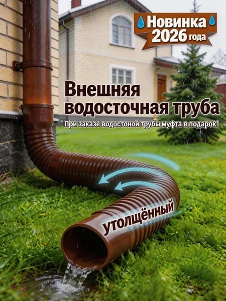 Надежная гибкая водосточная труба для слива дождя, морозо- и УФ-стойкая, быстрая установка за 3 минуты, под трубы 80/100 мм с соединителем в комплекте