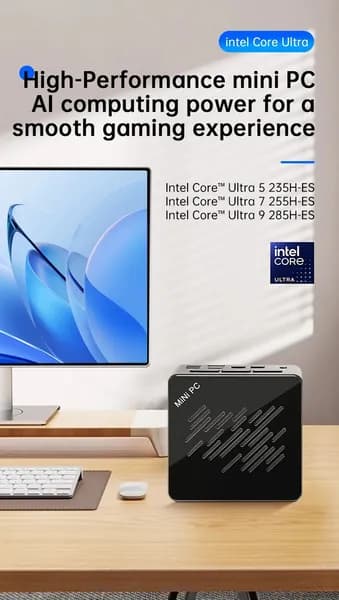 Мини-ПК (Intel Ultra 7 255H ES, RAM 8 ГБ, SSD 500 ГБ, Intel Graphics, Windows 11 Pro), 中国, черный
